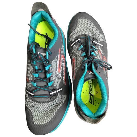 Skechers Go Run 4 Running Shoes Quick-Fit Mens Size 11 Gray Teal Sneakers main image 2